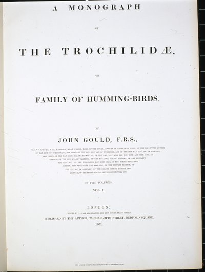 Frontispiece by John (after) Gould