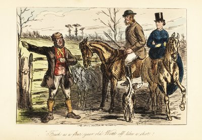 A Game Keeper Giving Directions to a Couple Fox Hunting by John (after) Leech