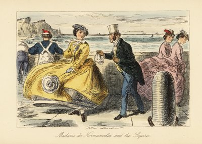 English gentleman and lady meeting on Ramsgate promenade by John (after) Leech