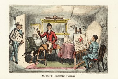English Gentleman in Hunting Pinks Having His Portrait Painted by John (after) Leech