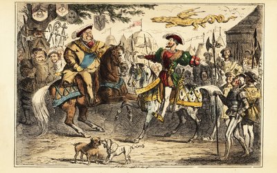 Henry VIII of England Meeting Francis I of France on Horseback at the Field of the Cloth of Gold, 7 June 1520 by John (after) Leech