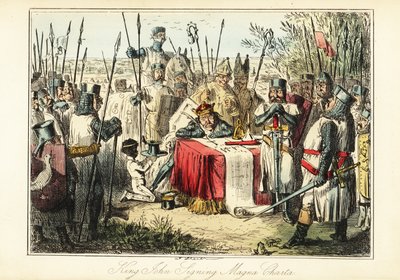 King John signing the Magna Carta at Runnymede by John (after) Leech