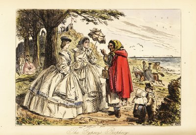 Rosa McDermott and her mother hearing a prophecy from a Romany woman fortune-teller during a walk by John (after) Leech