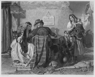 The Letter Writer, Seville, from the picture in the Royal Collection by John (after) Phillip