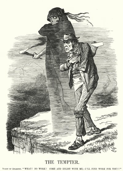The Tempter - temptation of anarchism for the unemployed by John (after) Tenniel
