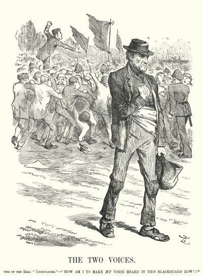 The Two Voices - Unemployment and Social Unrest in Victorian Britain (engraving) by John (after) Tenniel
