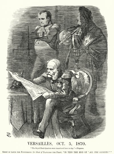 Versailles, October 5 1870 - the humiliation of France in the Franco-Prussian War (engraving) by John (after) Tenniel