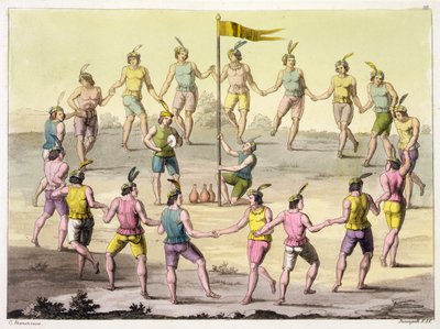 Chilean Indians Doing a Ceremonial Dance by John (after) White