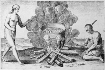 Cooking in a Pot, Engraving by Gysbert van Veen by John (after) White