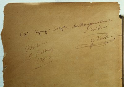 Autographed dedication by Giuseppe Verdi to Giovanni Boldini by Walter Charles Mills
