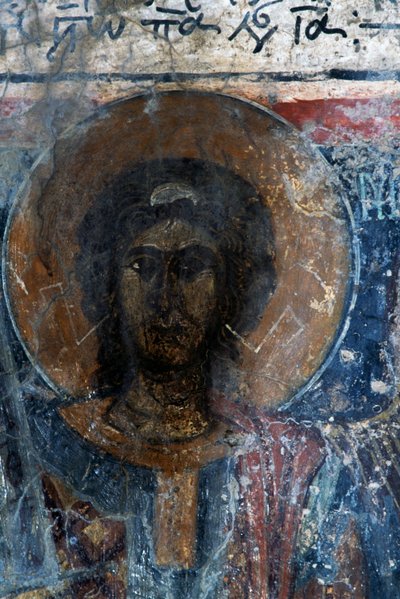 Christ, fresco in church of Agia Paraskevi, Voutas, Crete, Greece by Walter Charles Mills