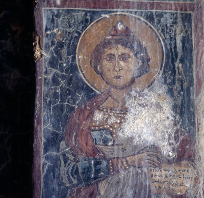Figure of Saint, Fresco in Church in Kandanos, Crete, Greece by Walter Charles Mills