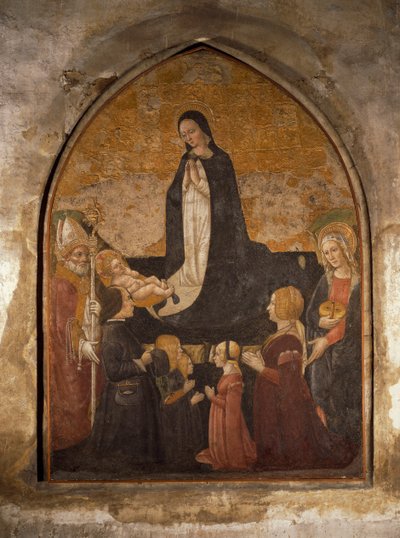 Virgin Adoring the Child, fresco, Chapel of the Tower, Church of St Mary the Gracious by Walter Charles Mills