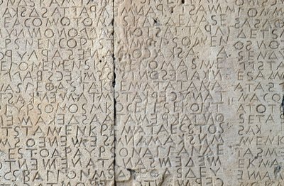 Law Code of Gortyn, Doric Inscriptions on Stone Slabs, Gortyn, Crete, Greece, Greek Civilization, 5th Century BC (detail) by Walter Charles Mills