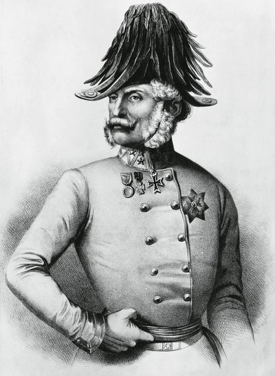 Portrait of Ferencz Gyulai, Austro-Hungarian general and politician, engraving by Walter Charles Mills