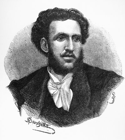 Portrait of Iginio Ugo Tarchetti, Italian author, poet and journalist, engraving by Walter Charles Mills