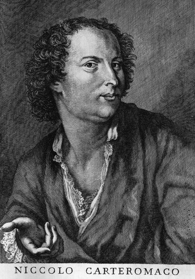 Portrait of Niccolo Forteguerri, also known as Niccolo Carteromaco, Italian poet, engraving by Walter Charles Mills