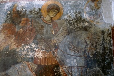 St George, fresco in the Church of Agios Georgios, Anidri, Crete, Greece by Walter Charles Mills