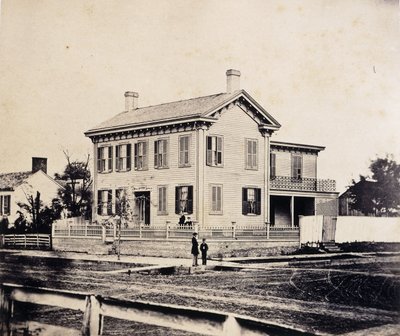 Abraham Lincoln posing before his Springfield, Massachusetts Home, c.1860s-1870s by John Adams Whipple