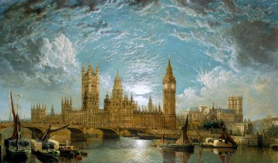 Westminster Bridge, the Houses of Parliament and Westminster Abbey seen from the River by John Anderson