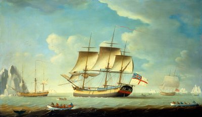 A whaler and other vessels in a light breeze, c.1790 by John Askew