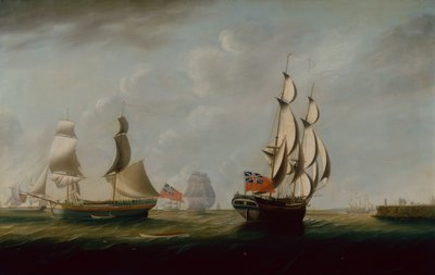 Two English Collier Brigs off Whitby with Other Shipping Beyond by John Askew