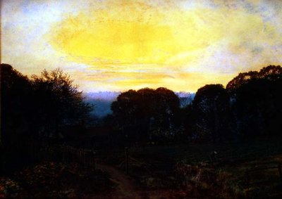 A Gardener Digging a Cabbage Patch at Sunset by John Atkinson Grimshaw