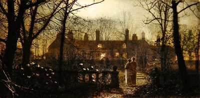 Moonlit Scene with Two Figures by John Atkinson Grimshaw