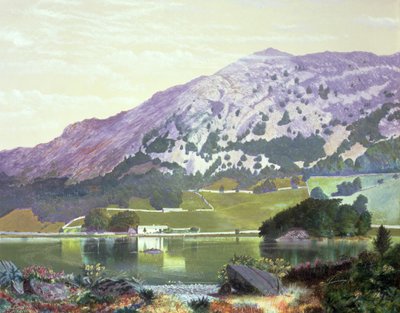 Nab Scar from the South Side of Rydal Water - Heather in Bloom by John Atkinson Grimshaw