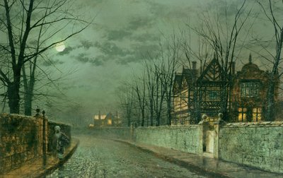 Old English House, Moonlight after Rain by John Atkinson Grimshaw