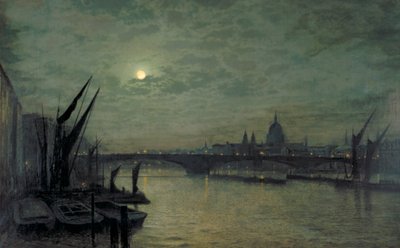 The Thames by Moonlight with Southwark Bridge by John Atkinson Grimshaw