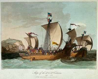 Ships of the 14th and 15th Centuries by John Augustus (after) Atkinson