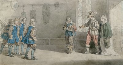 Petruchio, Katarina and Servants in a Scene from 