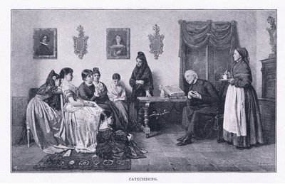 Catechising, from The Magazine of Art 1893, Cassell and Company by John Bagnold Burgess
