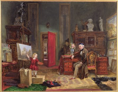 David Roberts and His Granddaughter in His Studio, c.1866 by John Ballantyne