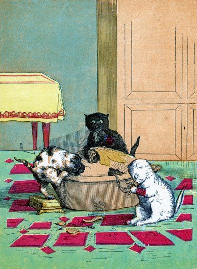 Three Little Kittens Wearing Mittens and Eating a Pie (Illustration from 
