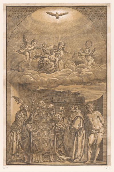 Mary in the clouds and six saints (series title) Artworks of Venetian masters (series title) by John Baptist Jackson