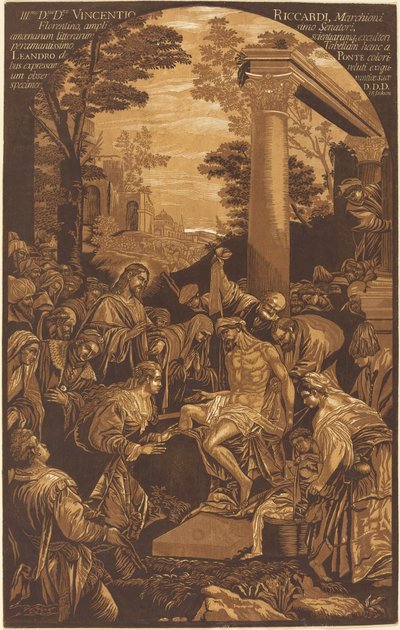 The Raising of Lazarus by John Baptist Jackson after Leandro Bassano