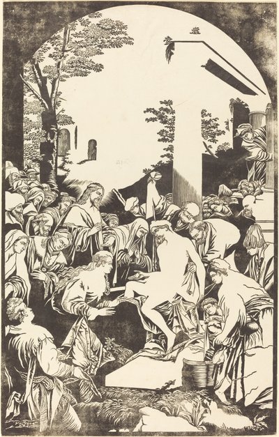 The Raising of Lazarus by John Baptist Jackson after Leandro Bassano