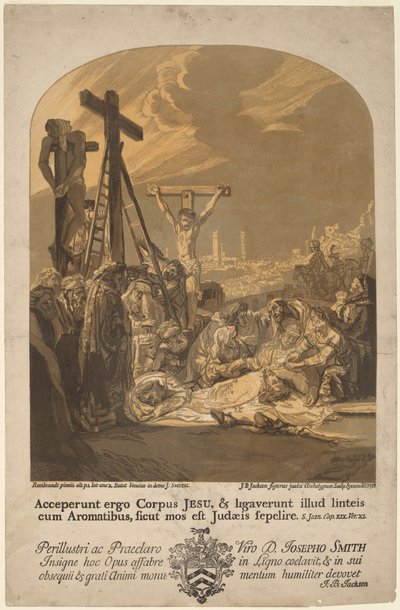 Descent from the Cross by John Baptist Jackson, after Rembrandt van Rijn