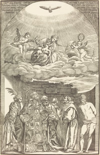 The Virgin in Clouds and Six Saints by John Baptist Jackson after Titian