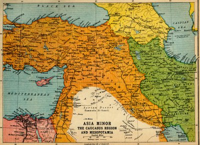 Asia Minor, the Caucasus Region and Mesopotamia, First World War, c1915, c1920 by John Bartholomew and Son