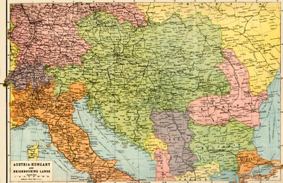 Austria-Hungary and Neighbouring Lands - Map, 1920 by John Bartholomew and Son