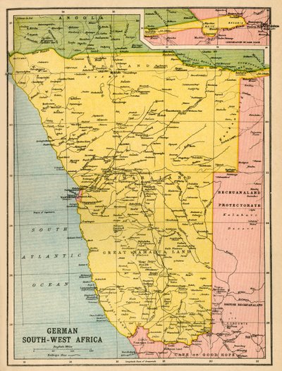 Map of German South West Africa, First World War by John Bartholomew and Son