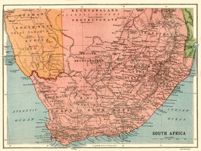 Map of South Africa, c1914, c1920 by John Bartholomew and Son