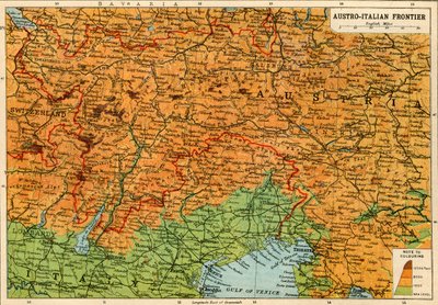 Map of the Austro-Italian Frontier, First World War by John Bartholomew and Son