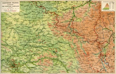 Northern France Illustrating the Western Campaign, 1914, c1920 by John Bartholomew and Son