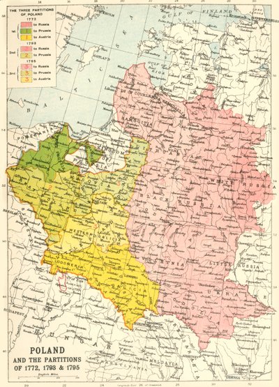 Poland and the Partitions of 1772, 1793 & 1795 by John Bartholomew and Son