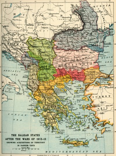 The Balkan States After the Wars of 1912-13, c1920 by John Bartholomew and Son