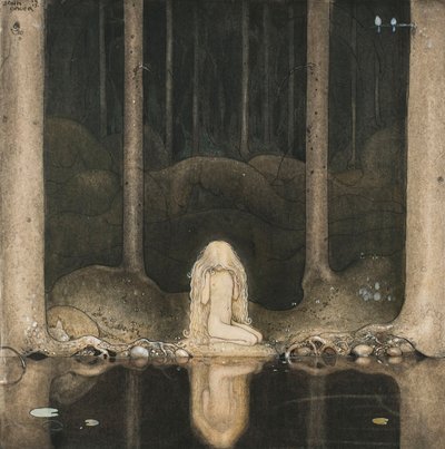 Princess Tuvstarr is Still Sitting There Wistfully Looking into the Water, 1913 by John Bauer